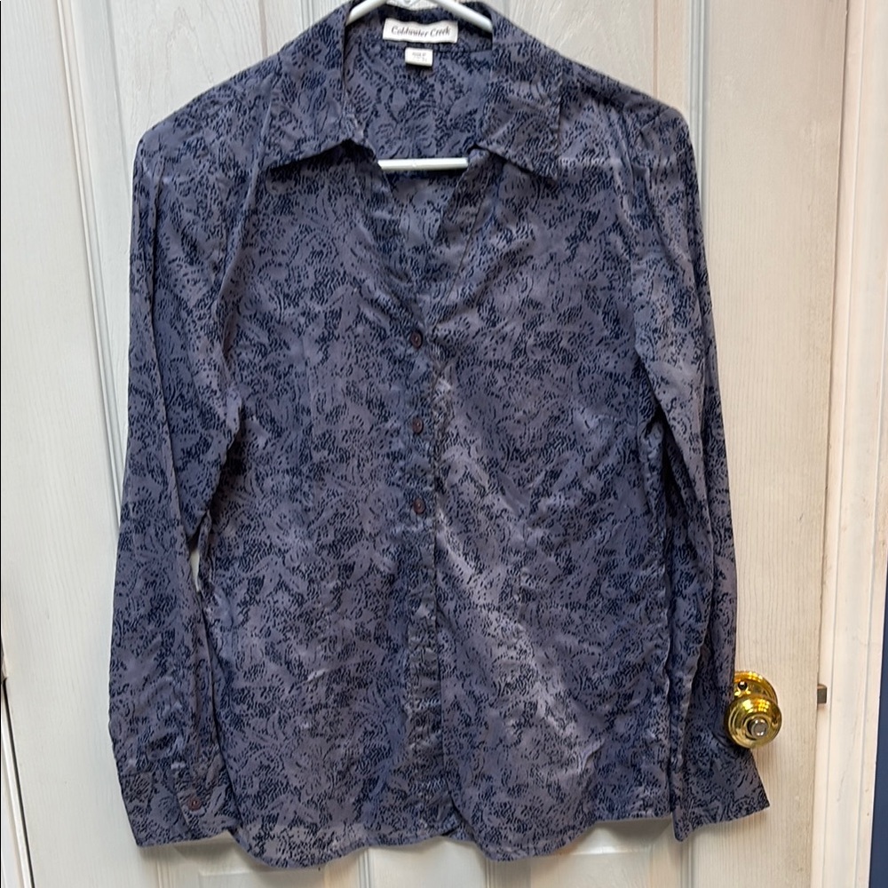 Blue Patterned Button-Up Shirt